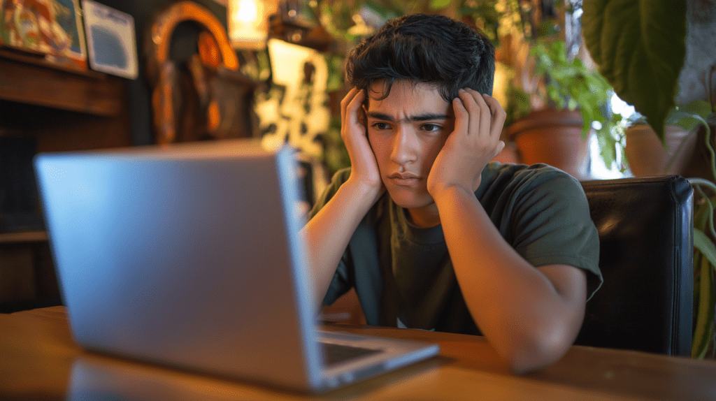 Estudiante desmotivado sentado en un escritorio